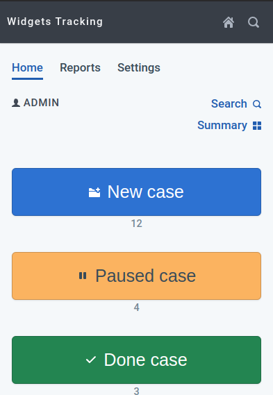 Screenshot of Trak QR automation app, showing three steps and the menus