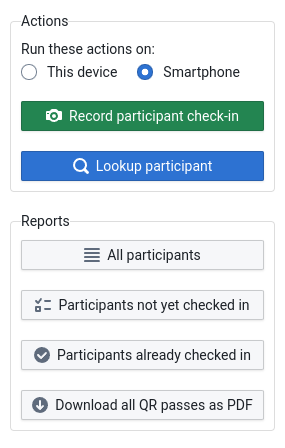 QR Code Pass Per Response dashboard UI screenshot