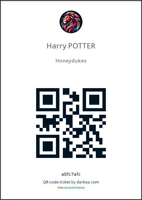 Sample QR code loyalty card for vouchers