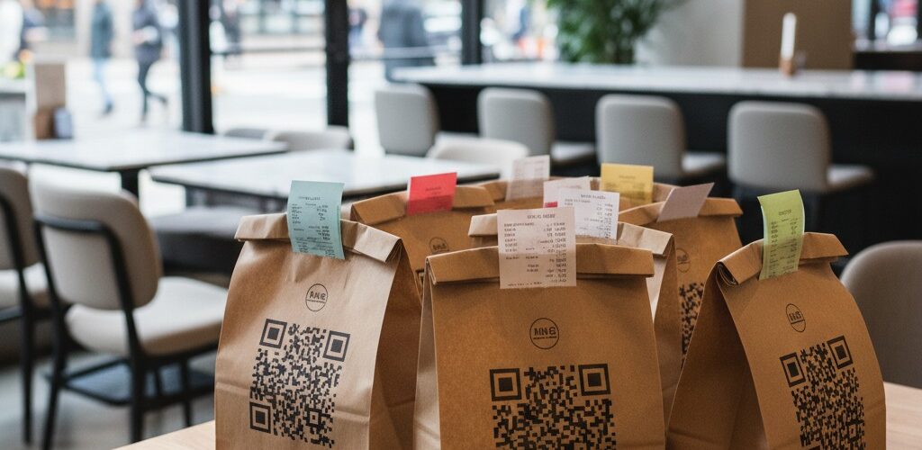 A modern restaurant using QR codes for order tracking