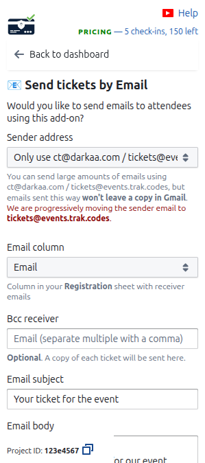 Email delivery section on the Dashboard