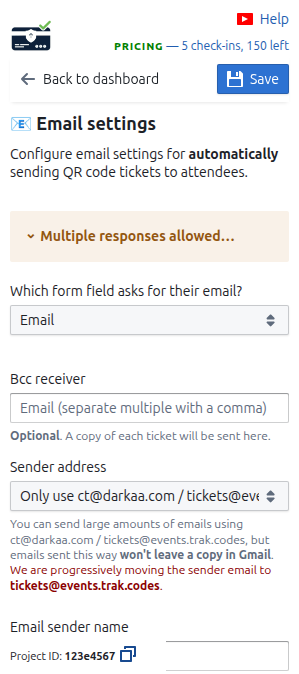 Email delivery section on the Dashboard